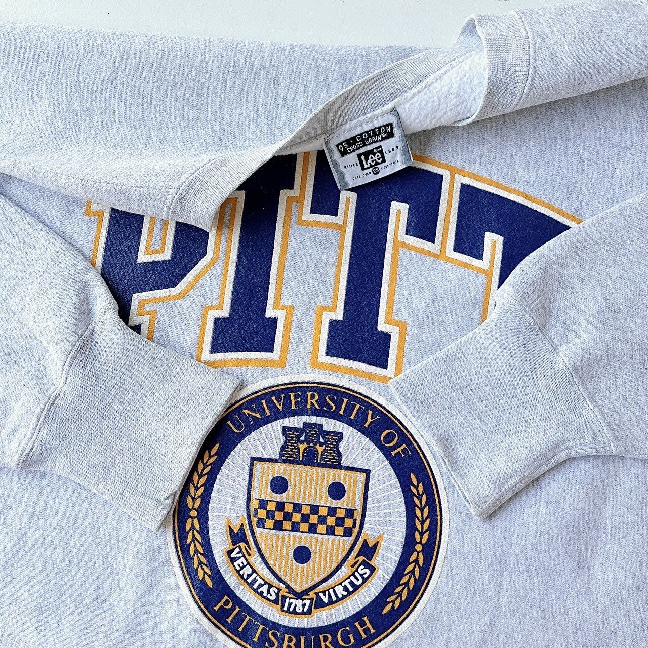 Lee × Vintage 90s University of Pittsburgh Pitt athletic sweatshirt/ 2X Size US XXL / EU 58 / 5 - 9 Thumbnail