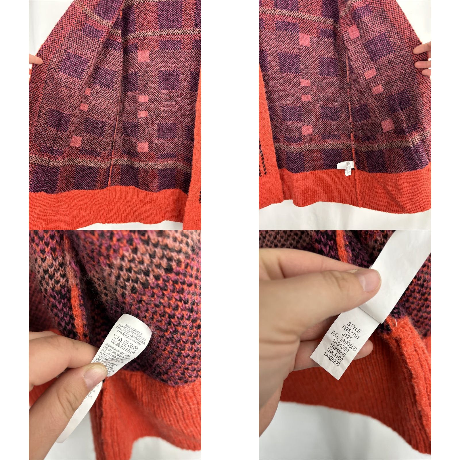 Lucky Brand Lucky Brand Sweater Cardigan Womens Small Red Plaid Long Sleeve Acrylic Wool Pockets Size S / US 4 / IT 40 - 8 Thumbnail