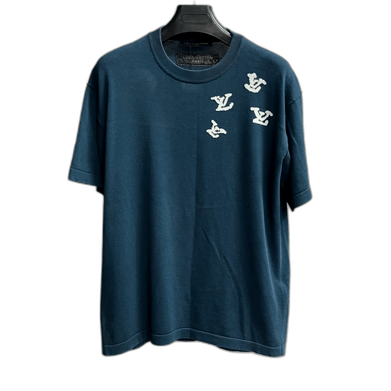 Louis Vuitton Blue Logo Short Sleeve T-Shirt-yf