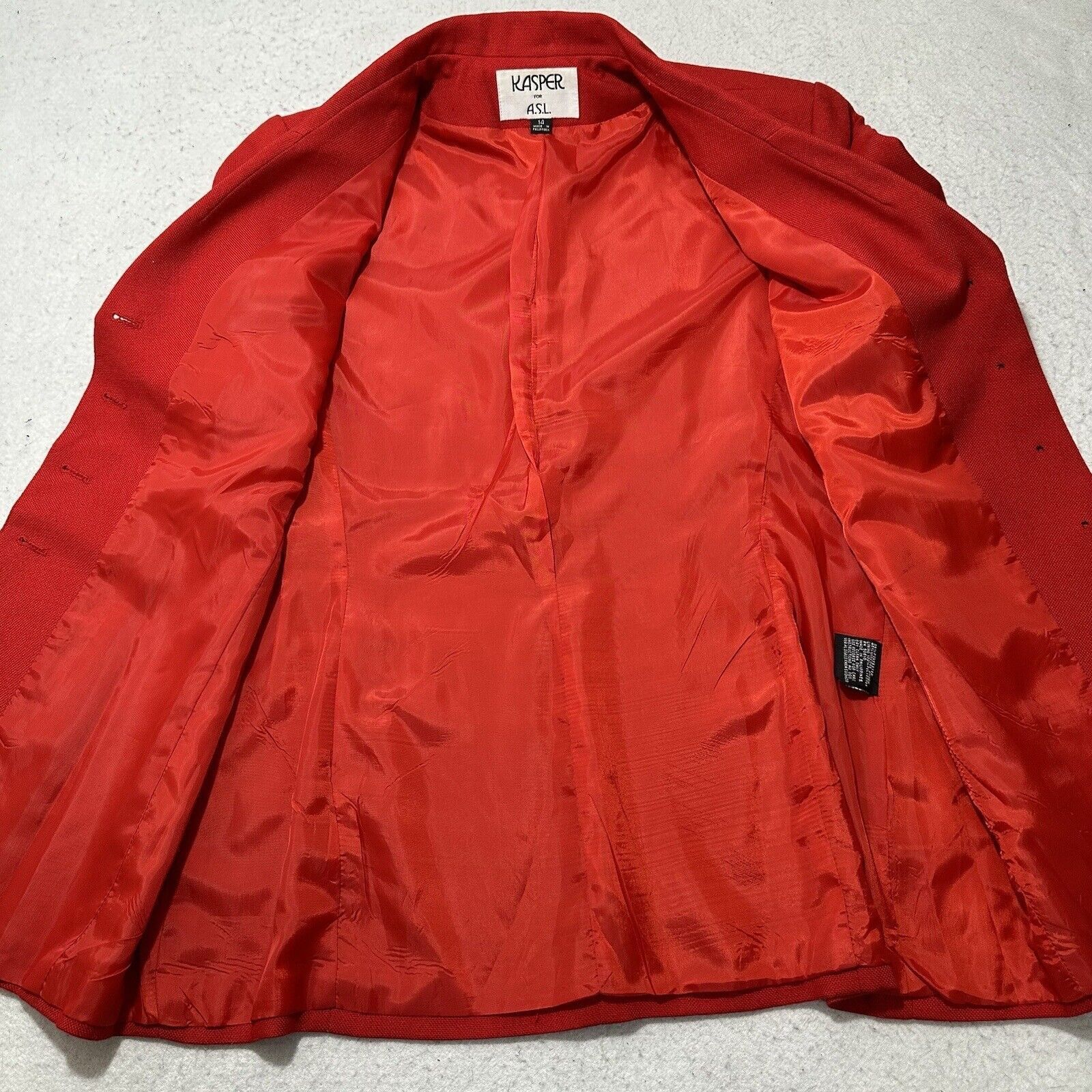 Other Kasper For A.S.L. 14 Blazer Jacket Red Button Front Coat Size XL / US 12-14 / IT 48-50 - 8 Thumbnail