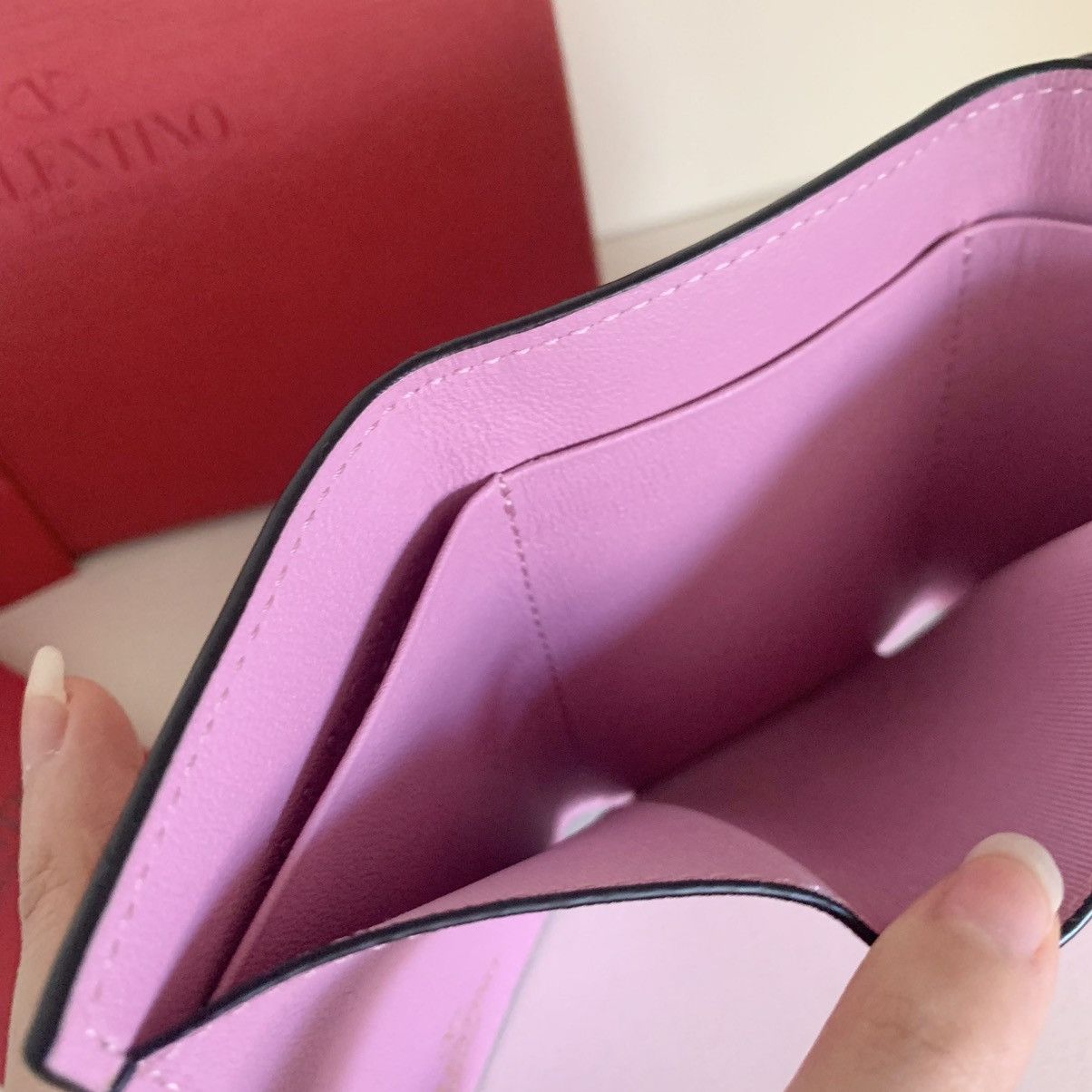 Valentino Pink rockstud trifold wallet Size ONE SIZE - 10 Thumbnail