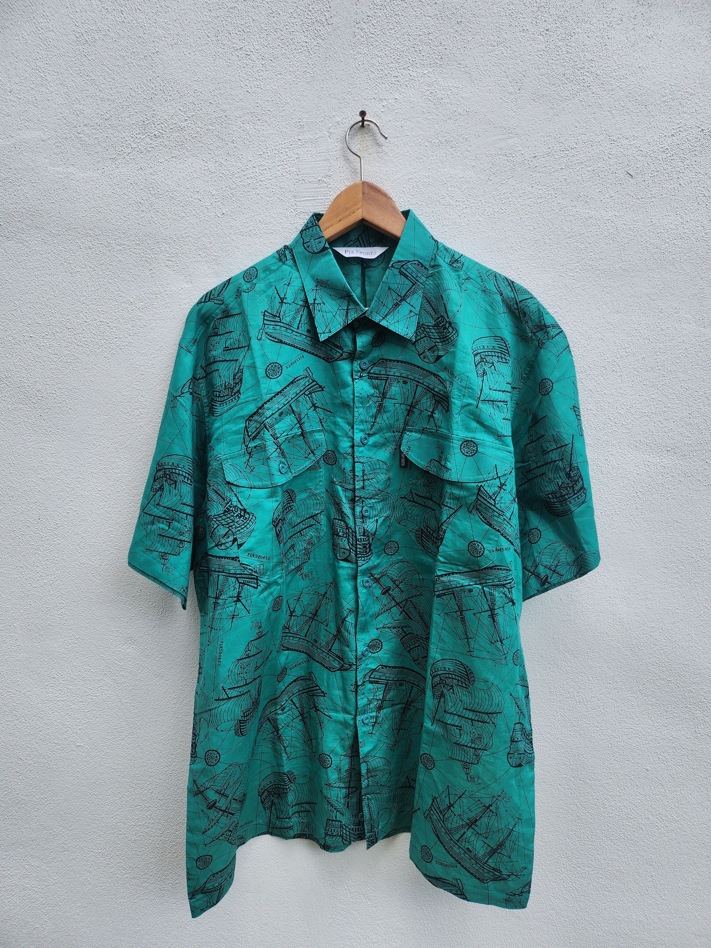 Japanese Brand 💥 Pia Sports Japan Sailing Ship Art Shirt Size US XXL / EU 58 / 5 - 1 Thumbnail
