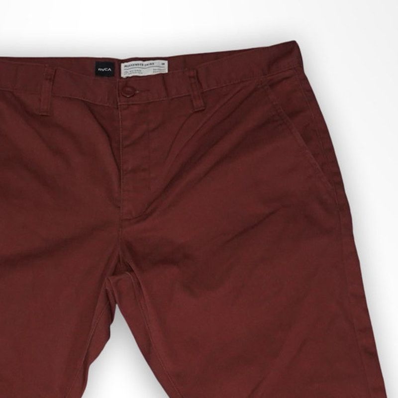 RVCA RVCA Men's Chino Pants Burgundy Maroon 38x32 Slim Fit Size US 38 / EU 54 - 3 Thumbnail