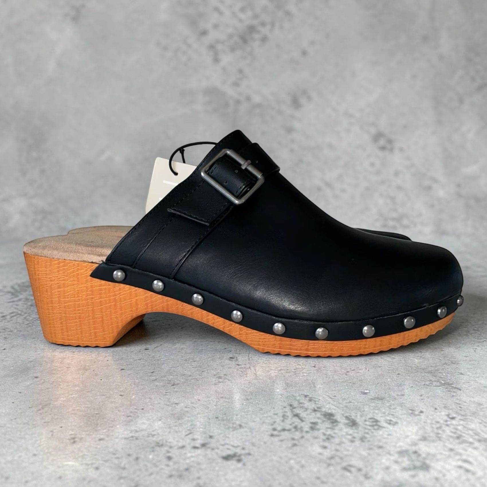 Vintage Maurices Women Black Faux Leather Demi Studded Slip-On Platform Clogs Mules 9 Size US 9 / IT 39 - 2 Thumbnail