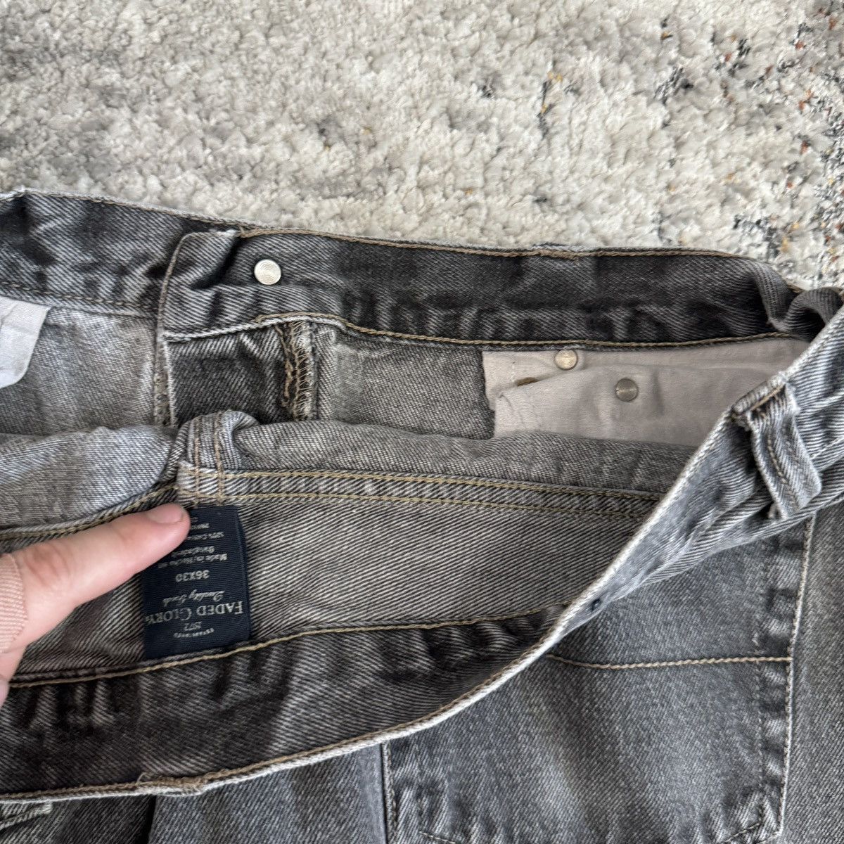 Faded Glory × StraightFaded × Vintage Crazy Vintage y2k faded black wide leg distressed jeans Size US 36 / EU 52 - 5 Thumbnail
