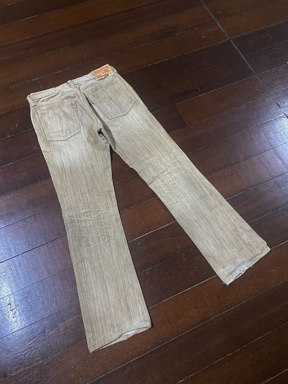 Japanese Brand VINTAGE SUGAR CANES 285 BROWN CREAM DENIM small bootcut Size US 31 - 10 Thumbnail