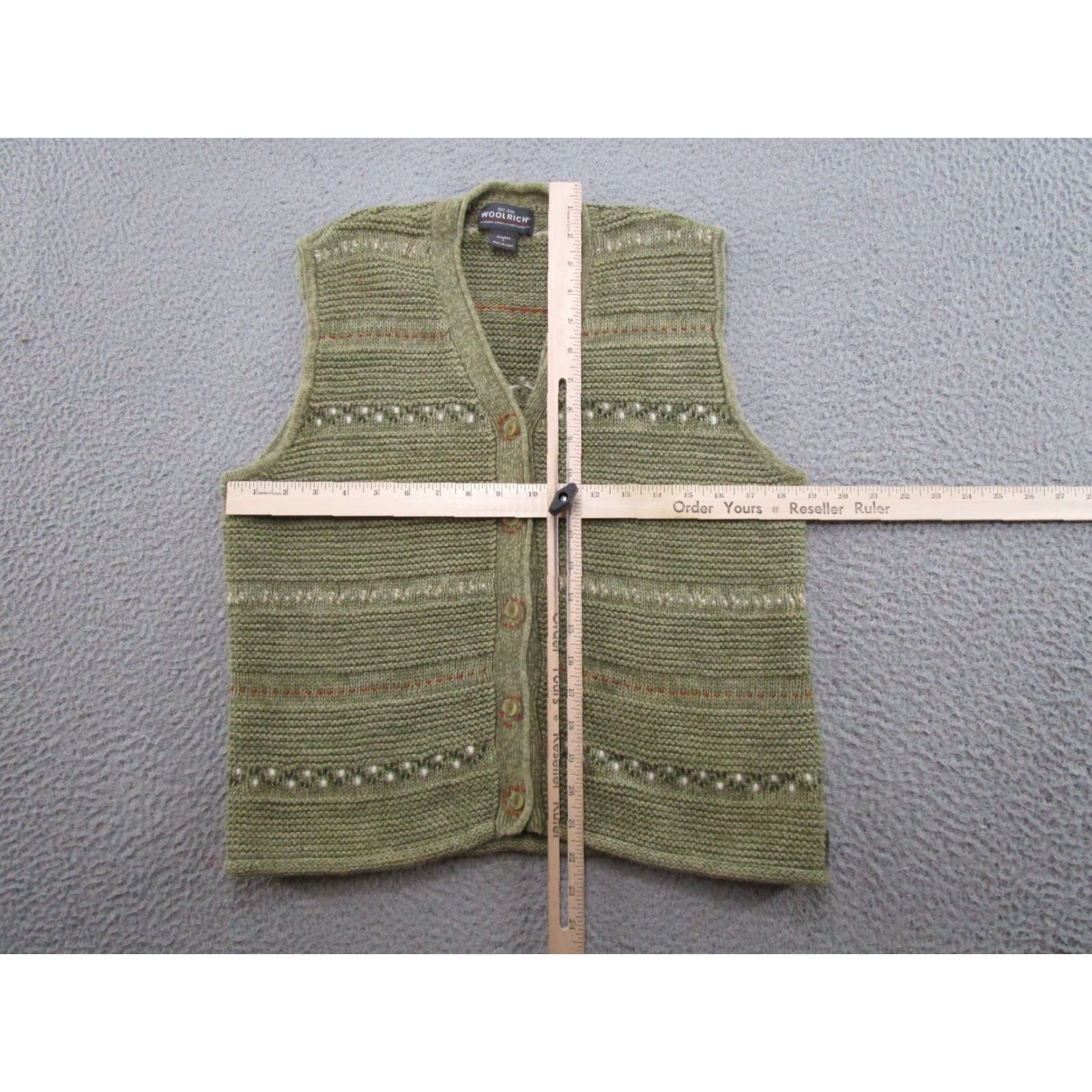 Vintage Vintage Woolrich Button Up Sweater Vest Green Thyme Stripe Size L Women Size L / US 10 / IT 46 - 4 Thumbnail
