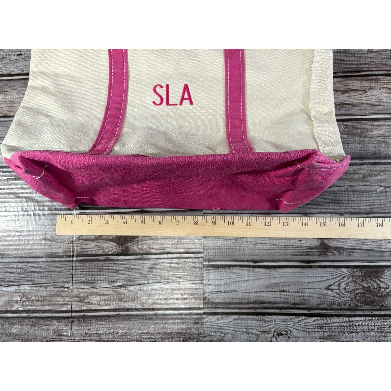 L.L. Bean LL BEAN BOAT AND TOTE canvans Bag 15" X 10" embroidered "SLA Size ONE SIZE - 7 Thumbnail