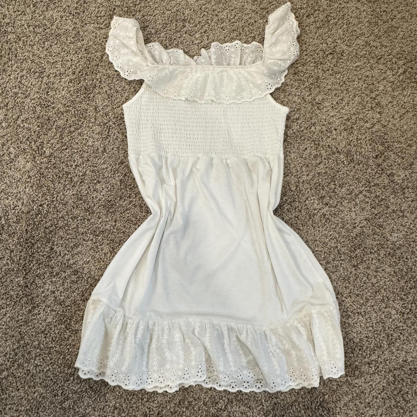 Almost Famous Girls Large Almost Famous White Ruffle Off-Shoulder Dress Size L / US 10 / IT 46 - 2 Thumbnail
