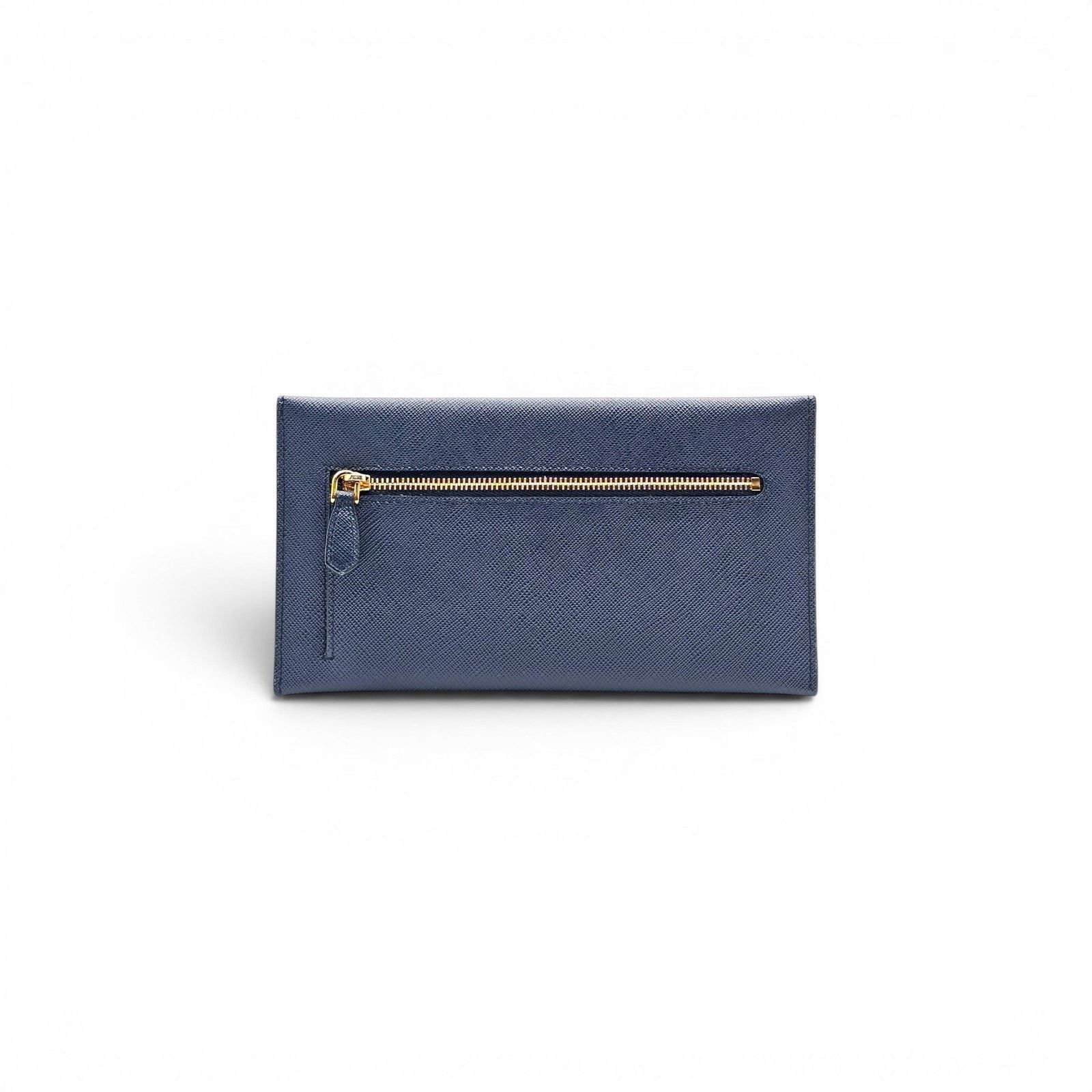 Prada Saffiano Wallet Envelope Blue with Gold Hardware Size ONE SIZE - 2 Thumbnail