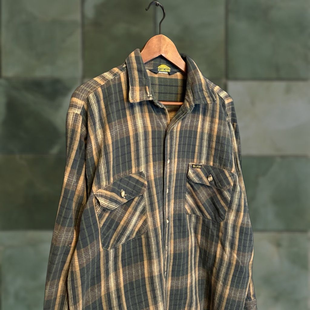 Vintage VINTAGE Osh Kosh Green Cotton Plaid Button-Up Flannel Men’s XL 90s Mens Size US XL / EU 56 / 4 - 1 Thumbnail