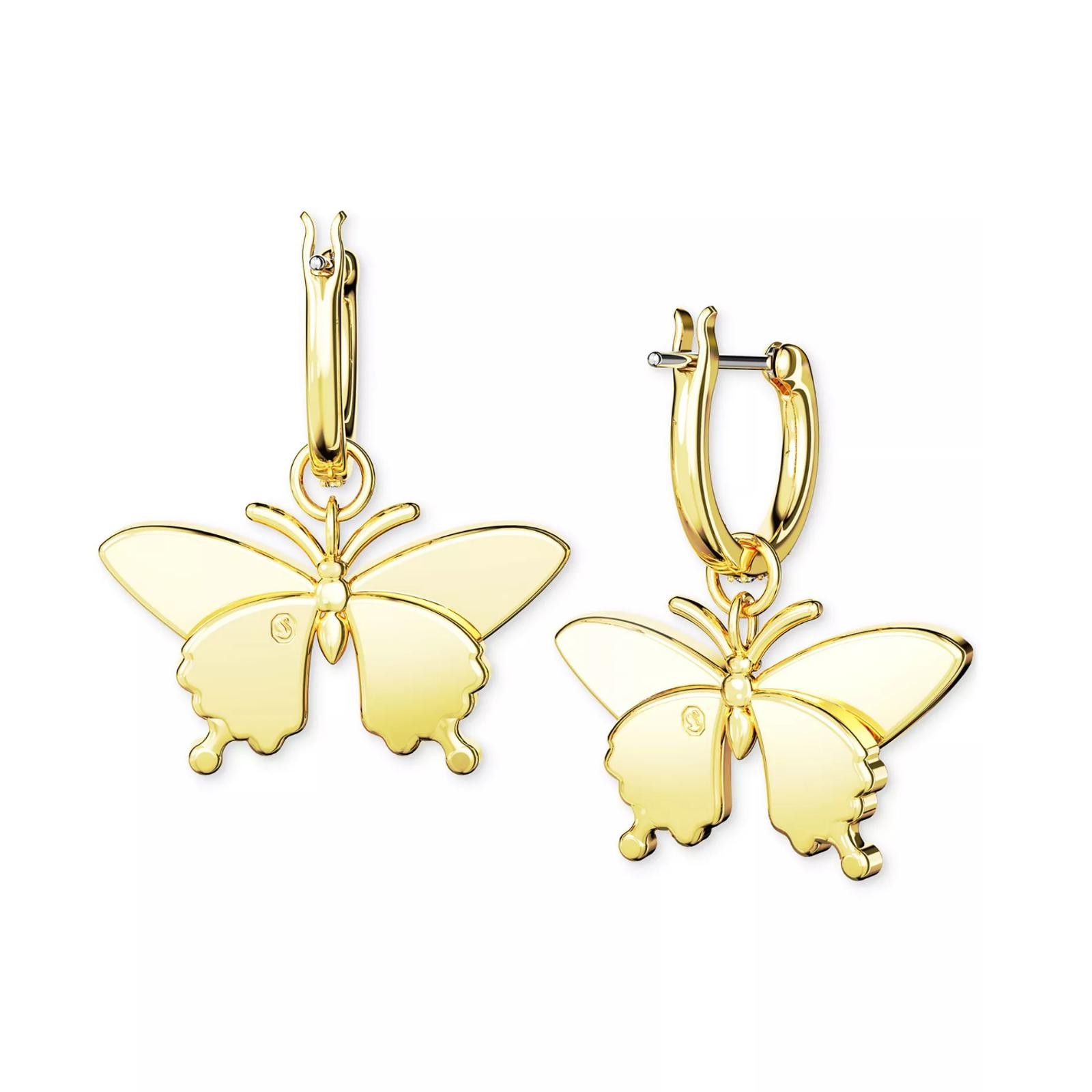 Swarovski Swarovski Gold-Tone Pavé Butterfly Charm Hoop Earrings Size ONE SIZE - 3 Thumbnail