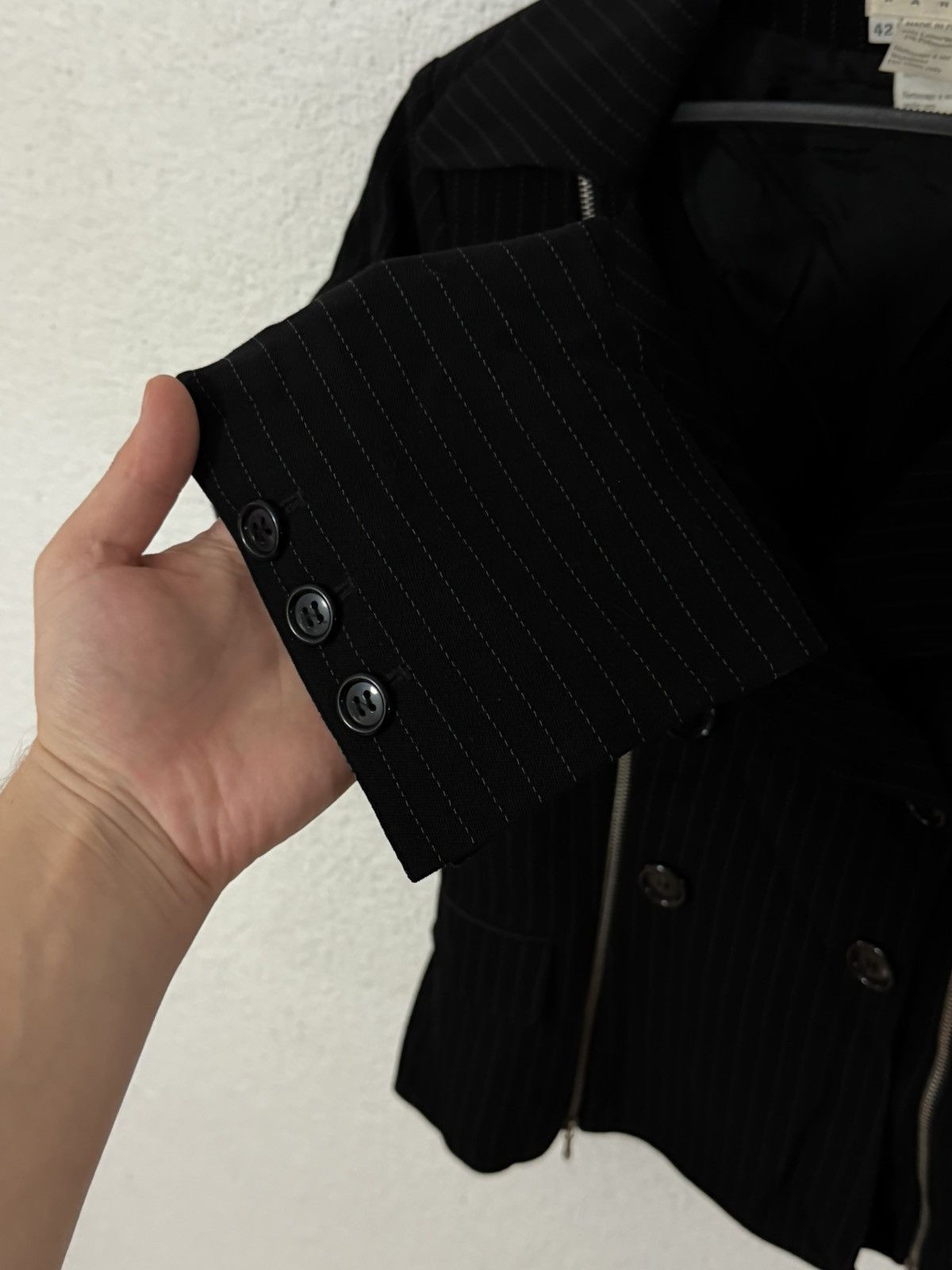 Other Vintage 90s Sophie Sitbon Paris Wool Pinstripe Zip Blazer Size M / US 6-8 / IT 42-44 - 10 Thumbnail