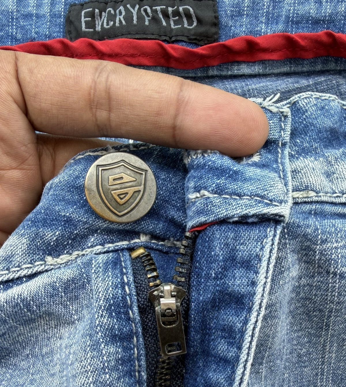 Japanese Brand ENCRYPTED Denim Slim Ripped Stretchable DISTRESSED SLIM-FIT Size US 42 / EU 58 - 11 Thumbnail
