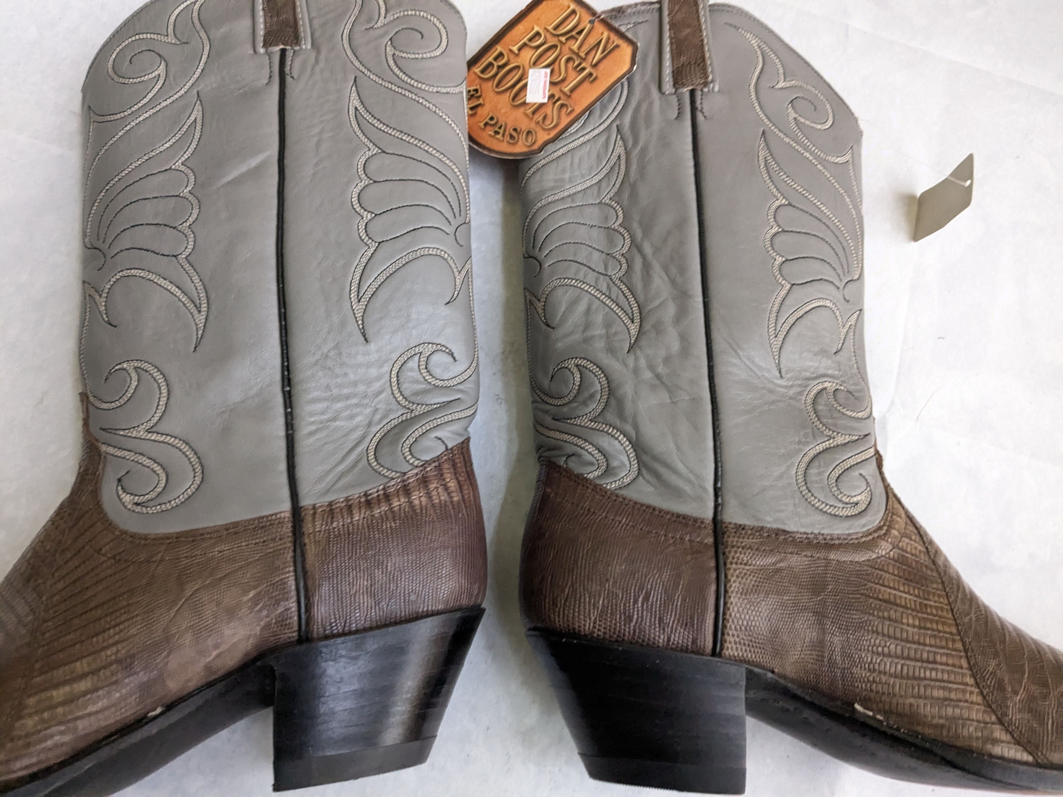 Dan Post Dan Post Cowboy Boots Olive Green Lizard Leather 8.5 Gray Size US 8.5 / EU 41-42 - 11 Thumbnail