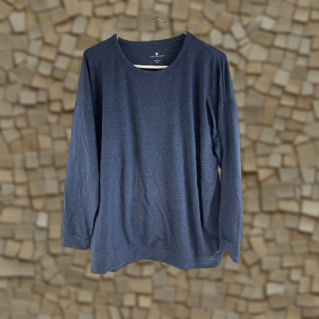 Vintage Tuff Athletics Sweater Women's L Blue Heather Crew Neck Pullover Long Slv Size L / US 10 / IT 46 - 1 Thumbnail
