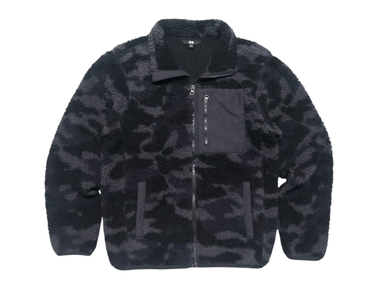 Japanese Brand × Lemaire × Uniqlo Uniqlo Deep Pile Fleece Zipper Jacket Black Camouflage Size US S / EU 44-46 / 1 - 1 Thumbnail