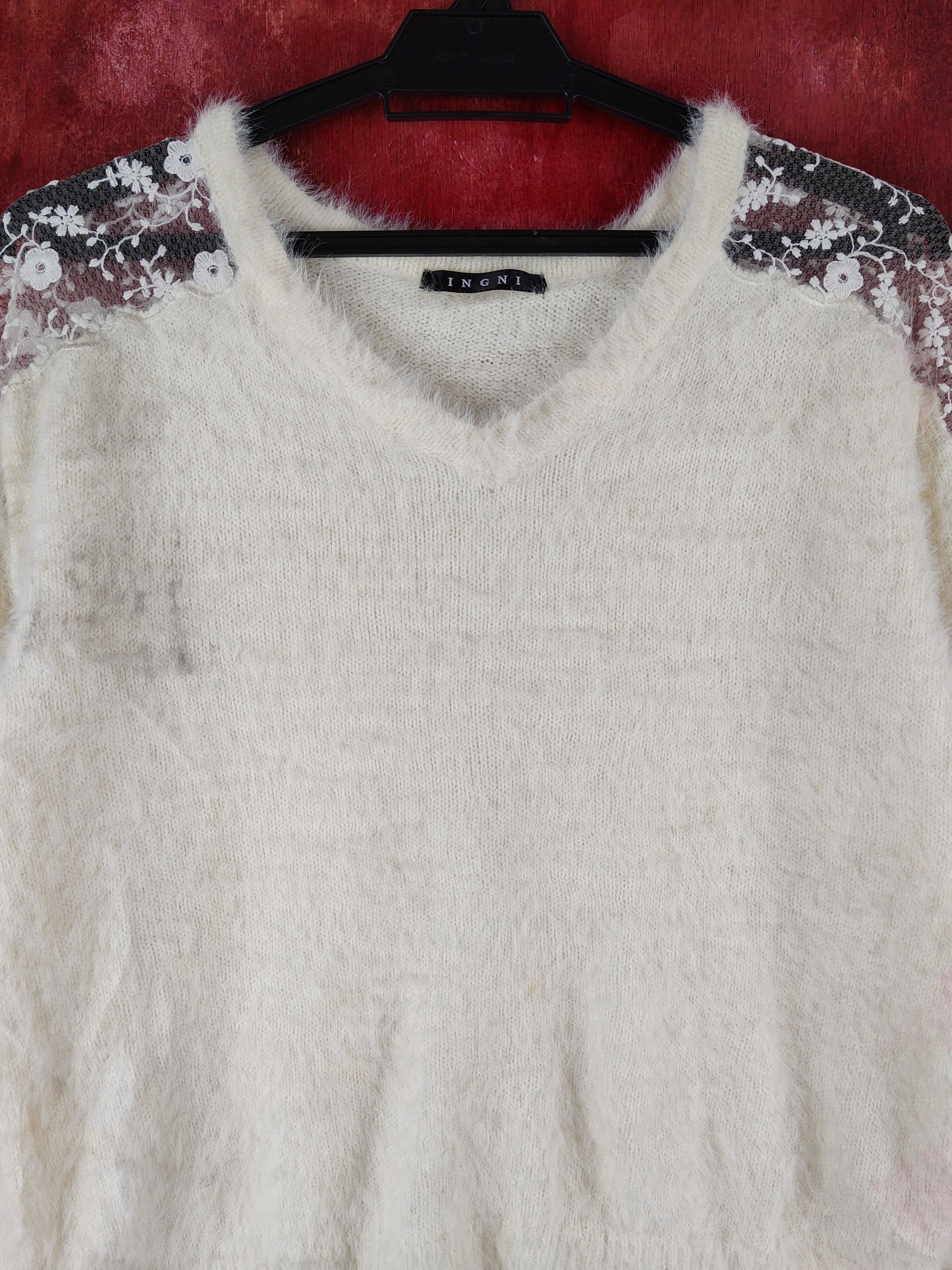 Japanese Brand × Vintage Ingni Ivory Shag Shaggy Fur Mohair Knitwear #S1925 Size M / US 6-8 / IT 42-44 - 2 Thumbnail