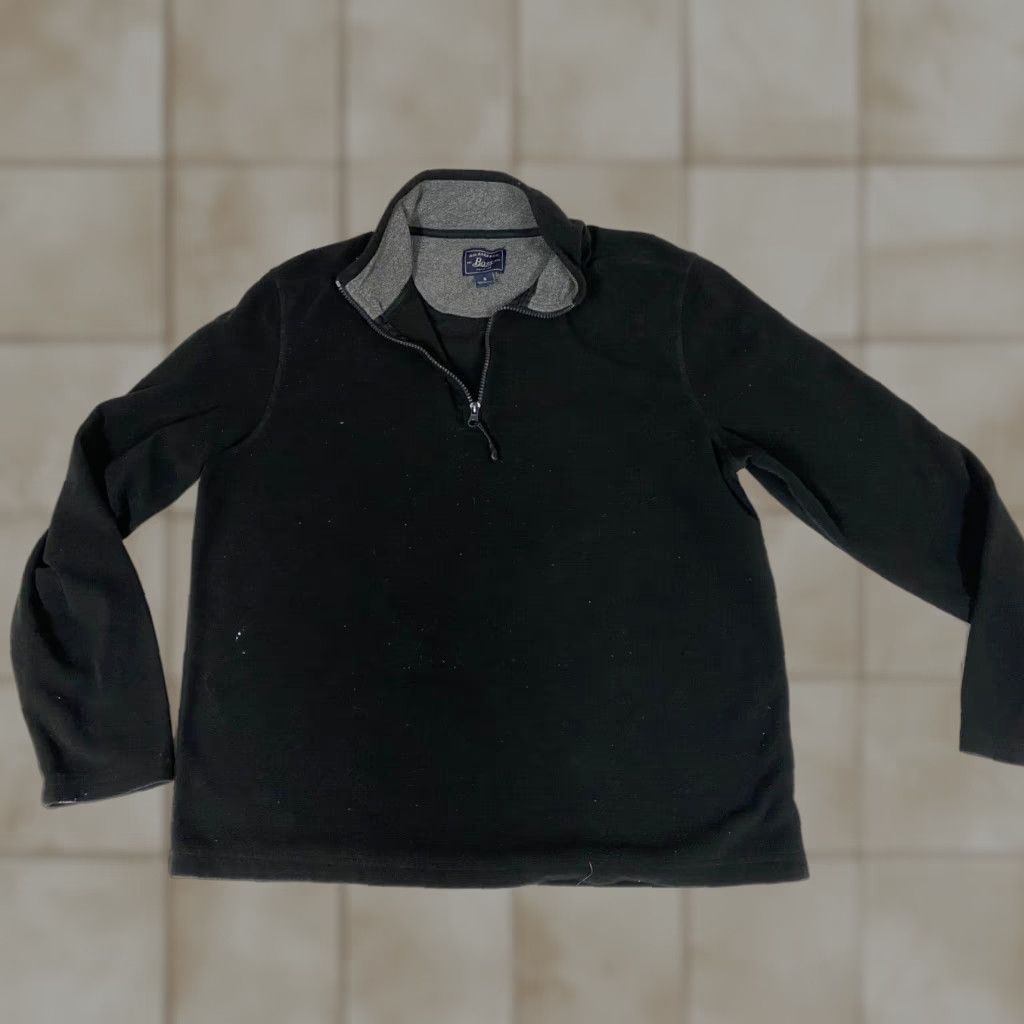 Vintage G.H. Bass & Co Mens Sweater M Pullover Black 1/4 Zip Cable-Knit Mock Neck Zipper Striped Athletic Regular Knit Pattern Vintage No Size US M / EU 48-50 / 2 - 1 Thumbnail