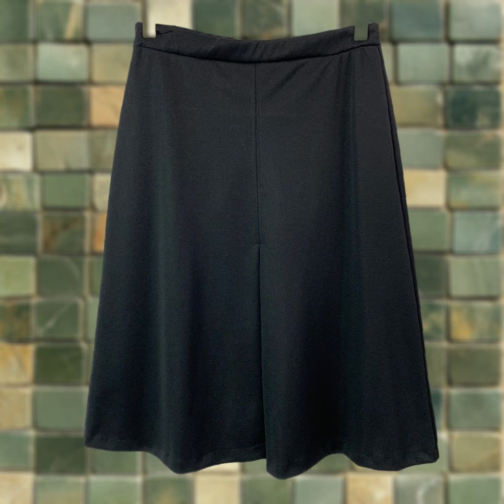 Vintage VINTAGE Black A-Line Polyester Elastic Waist Skirt 12 1970s Secretarial/Geek Style Womens Size 34" / US 12 / IT 48 - 1 Thumbnail