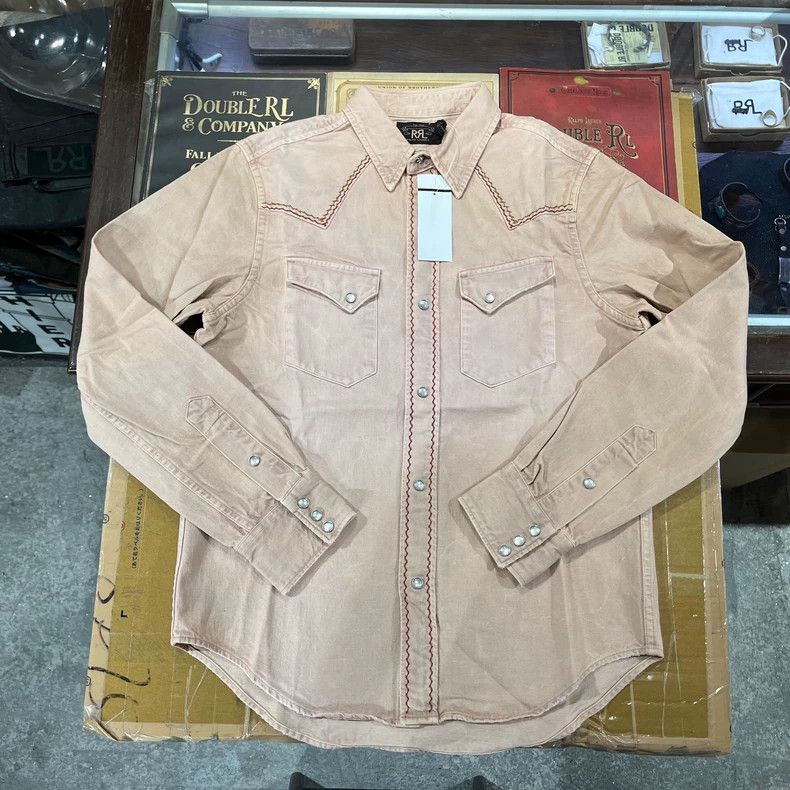 RRL Ralph Lauren RRL Ralph Lauren Dirty Pink Embroidered Western Shirt Size US M / EU 48-50 / 2 - 1 Thumbnail
