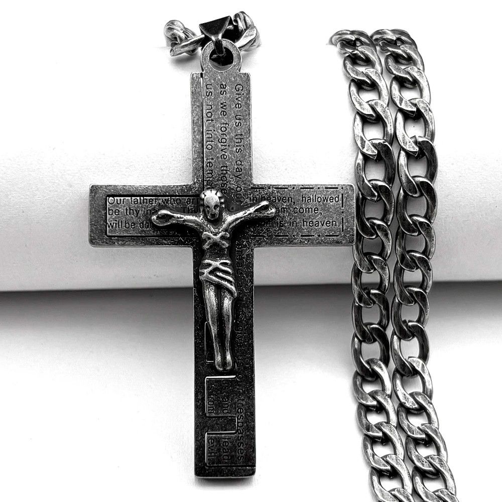 Jewelry Christian Jesus Cross Crucifix English Bible Pendant Size ONE SIZE - 3 Thumbnail