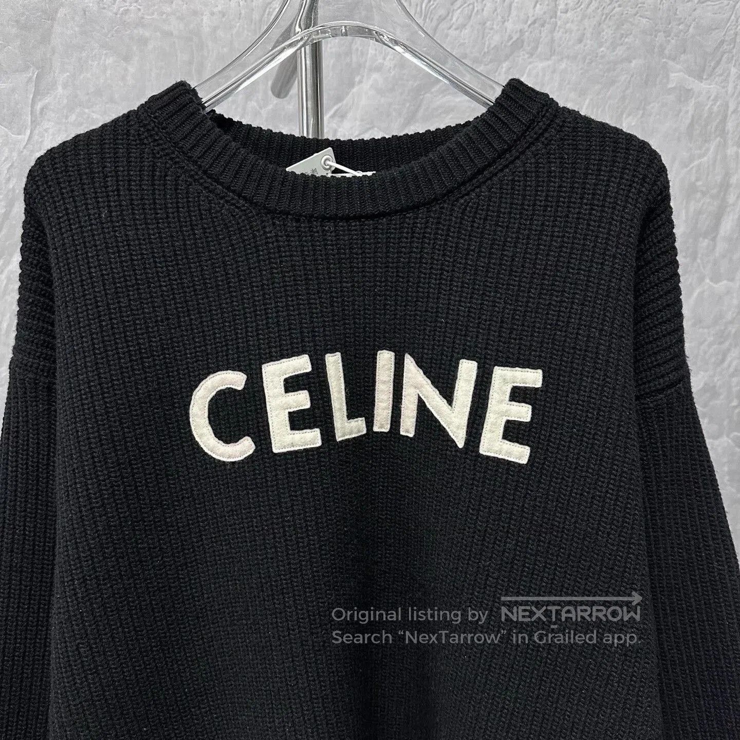 Celine black celine wool sweater with embroidery. Size S / US 4 / IT 40 - 2 Thumbnail
