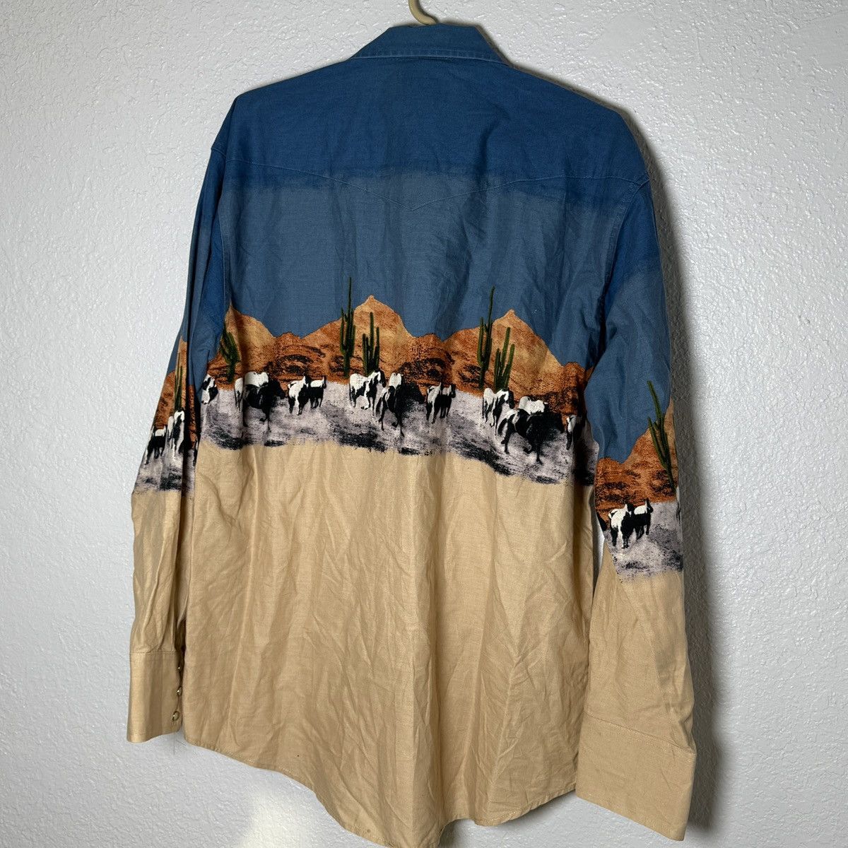 Wrangler Vintage 90's Wrangler Western Pearl Snap Desert Horse Cowboy Size US XL / EU 56 / 4 - 6 Thumbnail