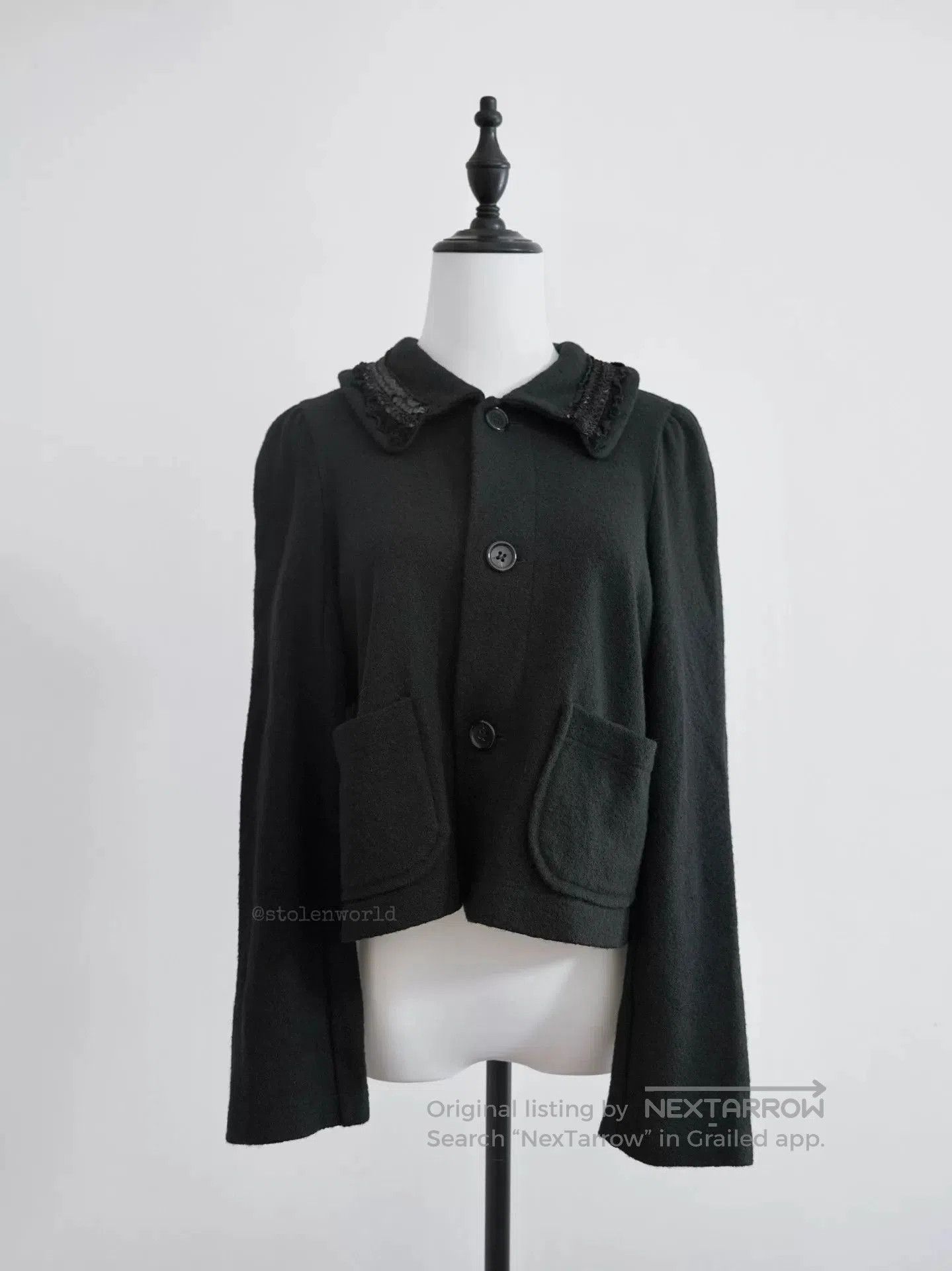Comme des Garcons Girl Black Wool Jacket with Sequin Detail. Size M / US 6-8 / IT 42-44 - 3 Thumbnail