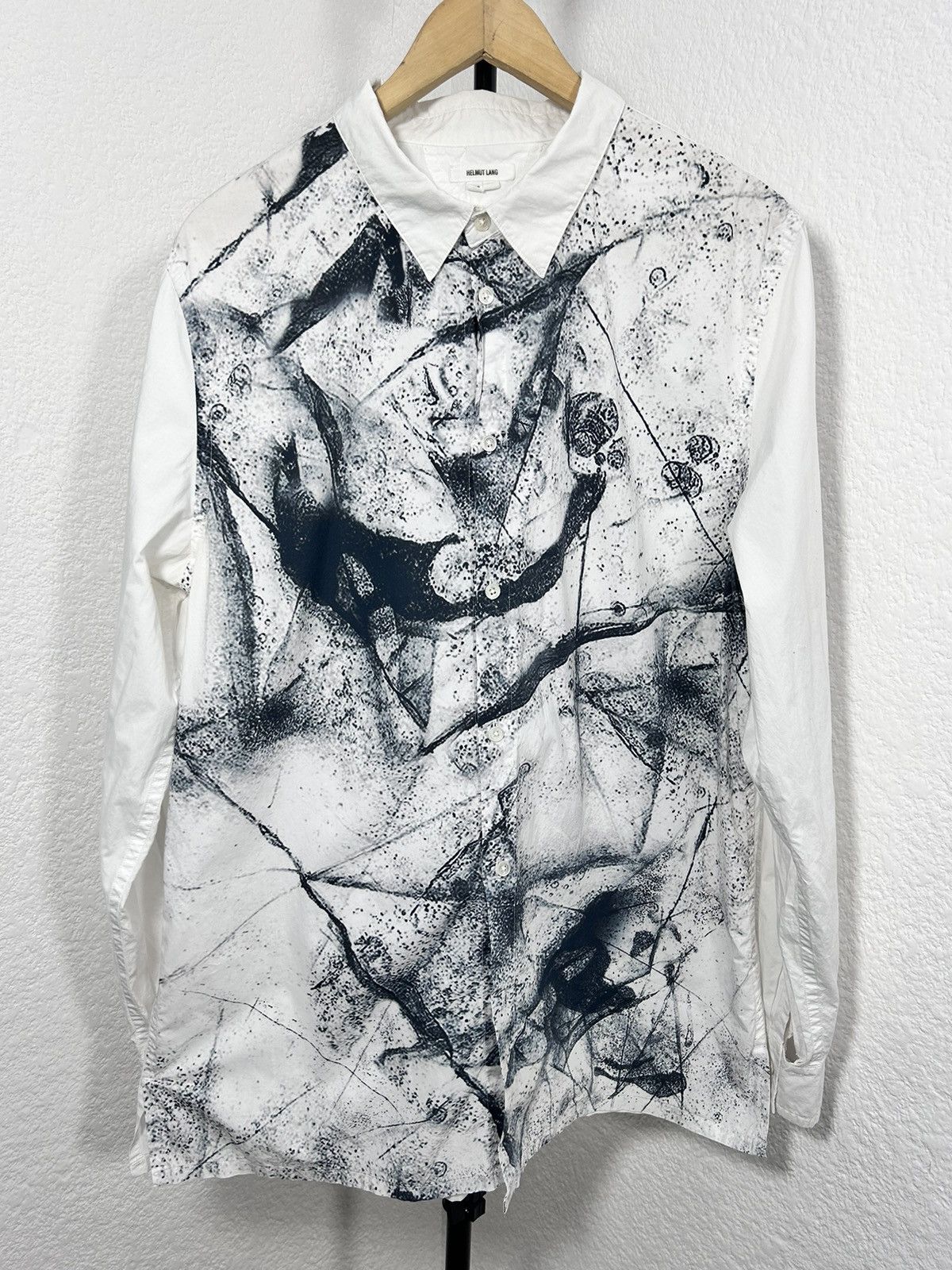 Rare Helmut Lang Pattern Print Cropped shops Button Down Shirt