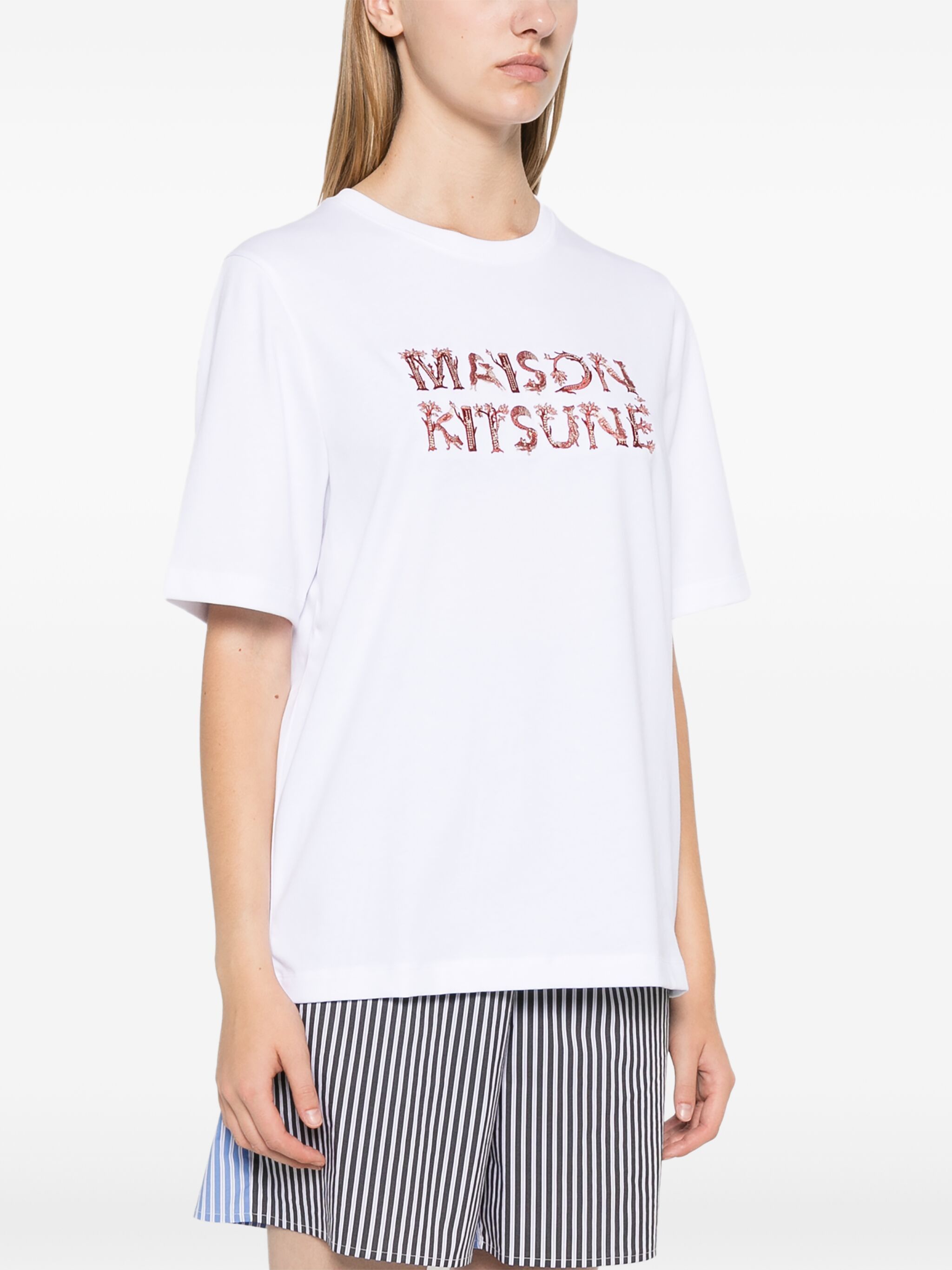 Maison Kitsune o1s22i1n1124 Woodland Alphabet T-Shirt in White Size L / US 10 / IT 46 - 3 Thumbnail