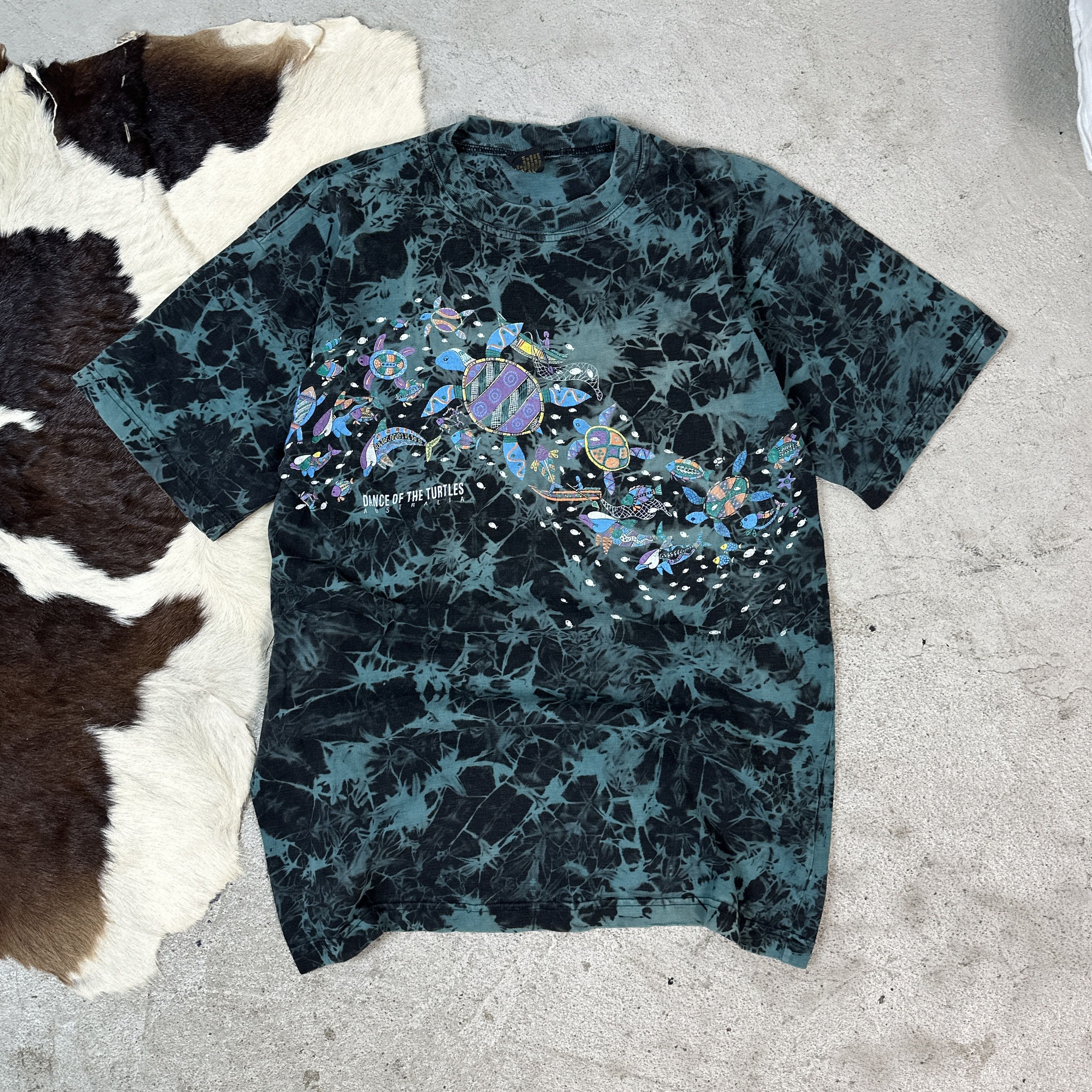 Vintage Vintage Turtle Tie-Dye 90s T-Shirt Size US M / EU 48-50 / 2 - 1 Thumbnail