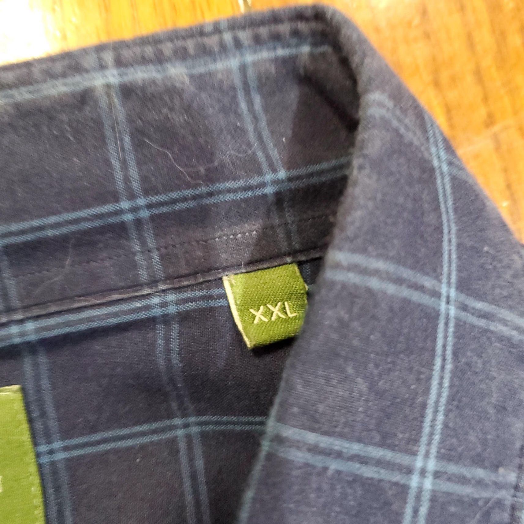 Sid Mashburn VINTAGE Sid Mashburn Dress Shirt Mens 2XL Navy Blue Check Plaid Long Sleeve Button Down Size 48R - 7 Thumbnail