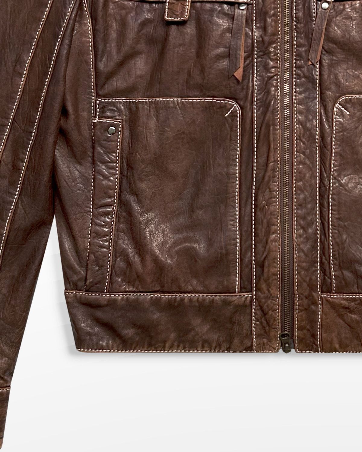 Dirk Bikkembergs Dirk Bikkembergs, Panelled Leather Moto Jacket Size US L / EU 52-54 / 3 - 4 Thumbnail