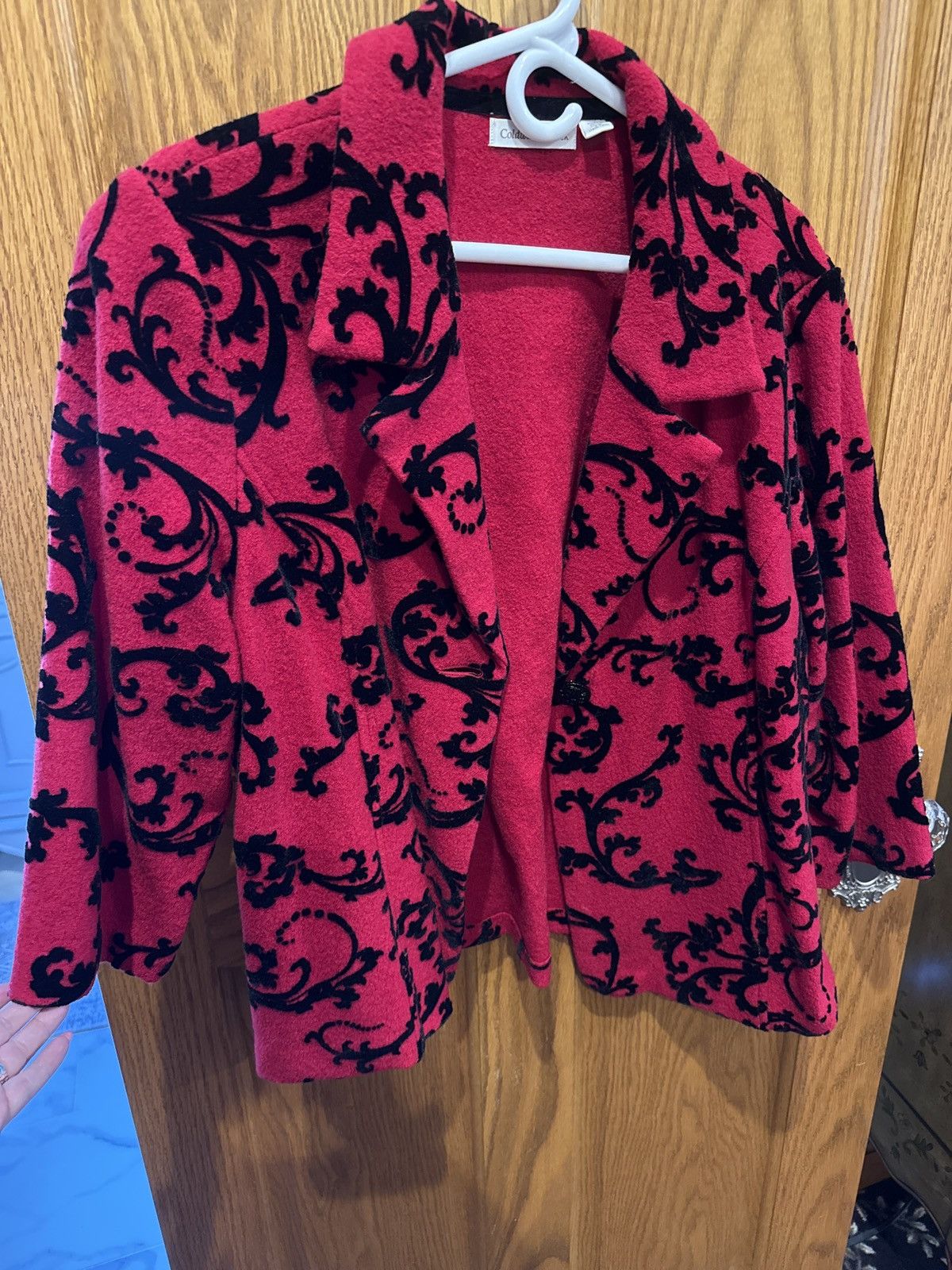 Coldwater Creek Red coat with black scroll details Size XL / US 12-14 / IT 48-50 - 1 Thumbnail