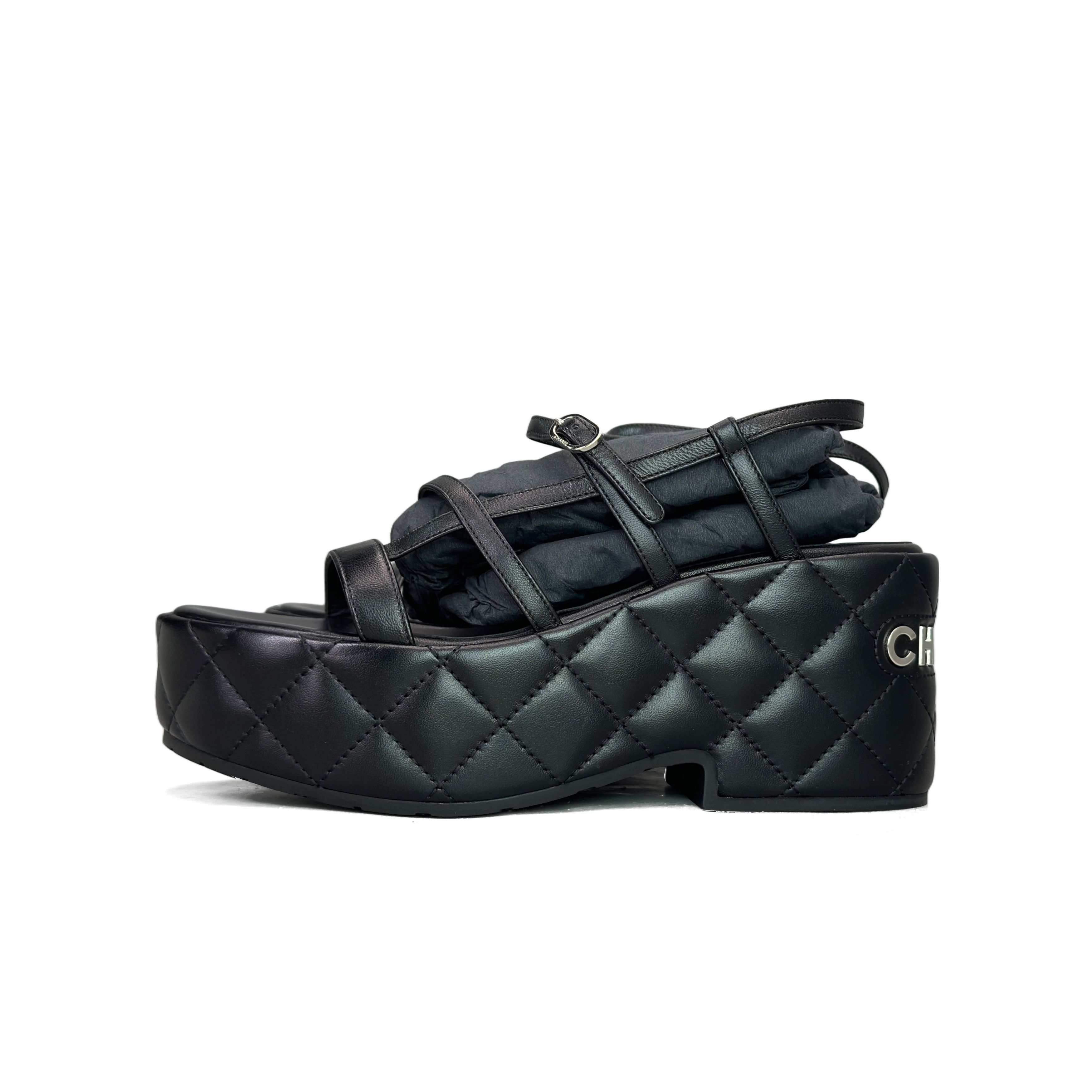 Chanel Chanel Quilted Platform Sandals Size 37 Size US 7 / IT 37 - 1 Thumbnail