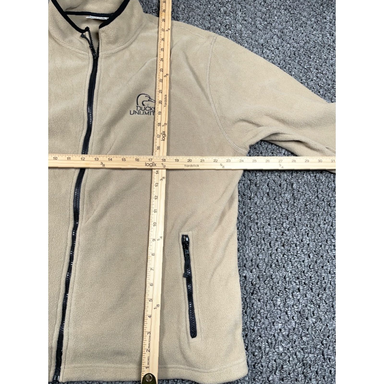 Logo 7 Ducks Unlimited Fleece Jacket Adult XL Beige Embroidered Logo Zip Full Zip Pockets Casual Outdoors Men's Size US XL / EU 56 / 4 - 5 Thumbnail