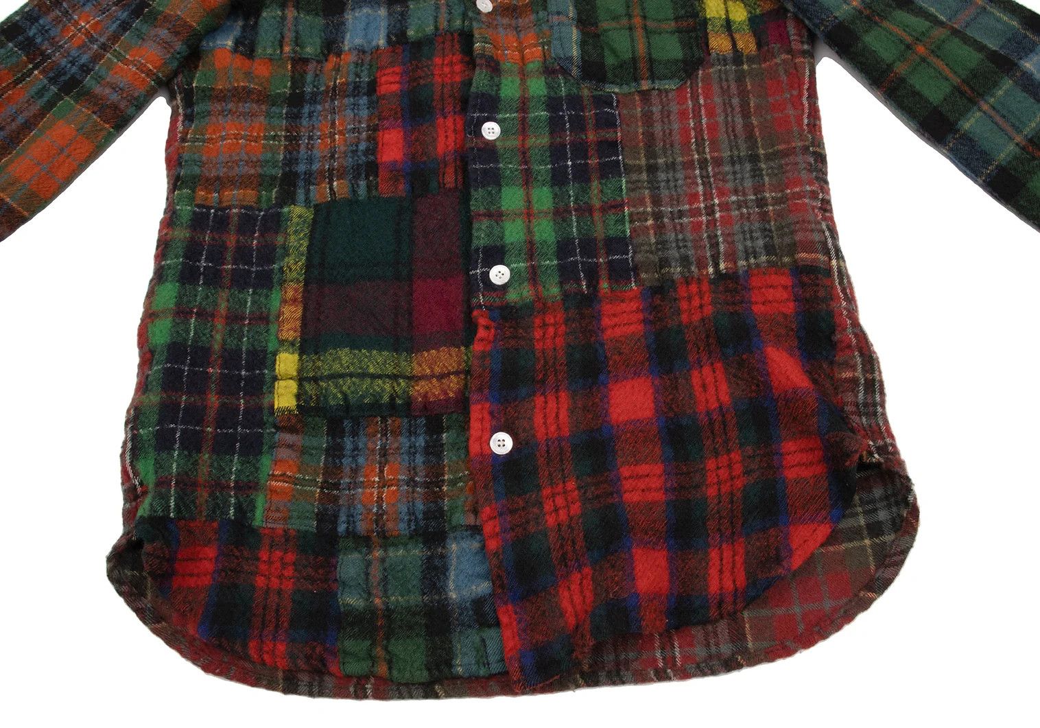 Junya Watanabe Wool Felted Check Crazy Pattern Long Sleeve Shirt Green Size US XS / EU 42 / 0 - 9 Thumbnail