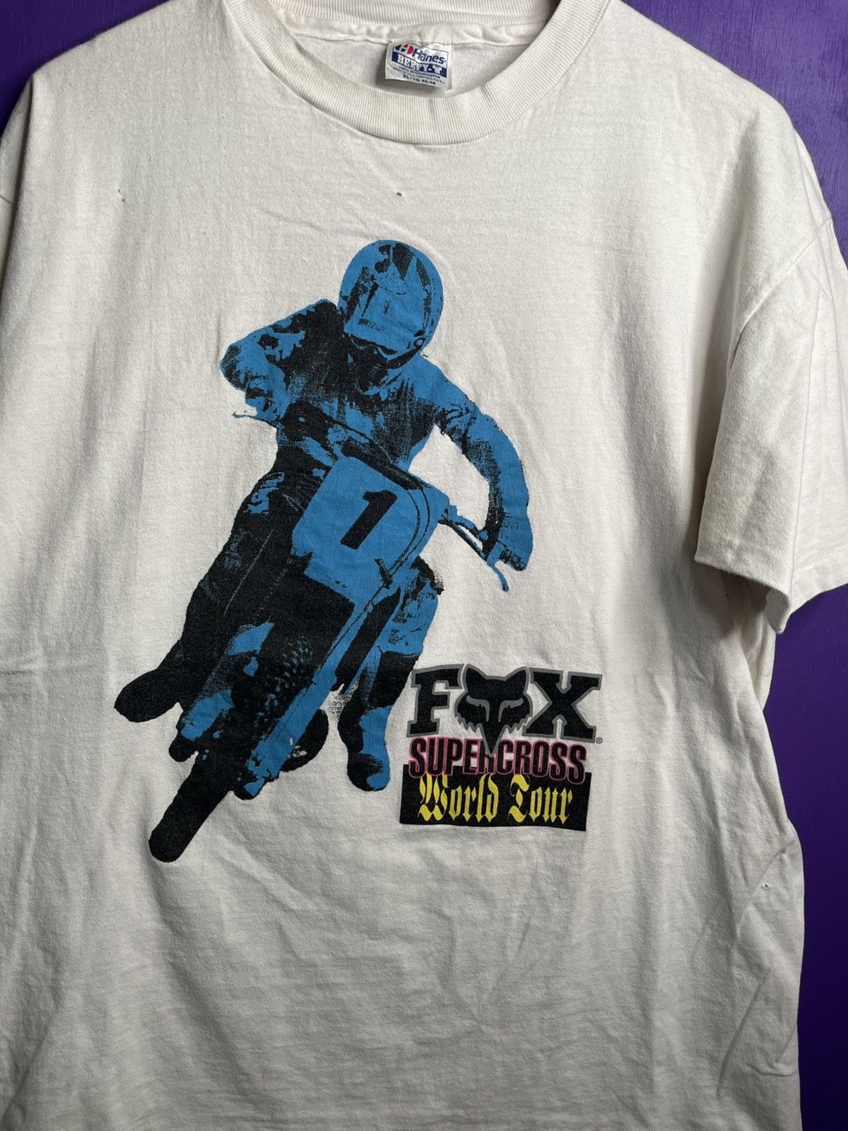 Fox Racing × Vintage Vintage 90s FOX racing supercross world tour tee Size US XL / EU 56 / 4 - 3 Thumbnail