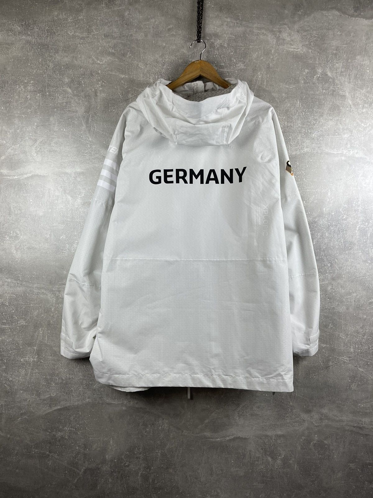 Adidas Adidas Germany Jugend Team Jacket | White Hooded Windbreaker Size US XL / EU 56 / 4 - 10 Thumbnail