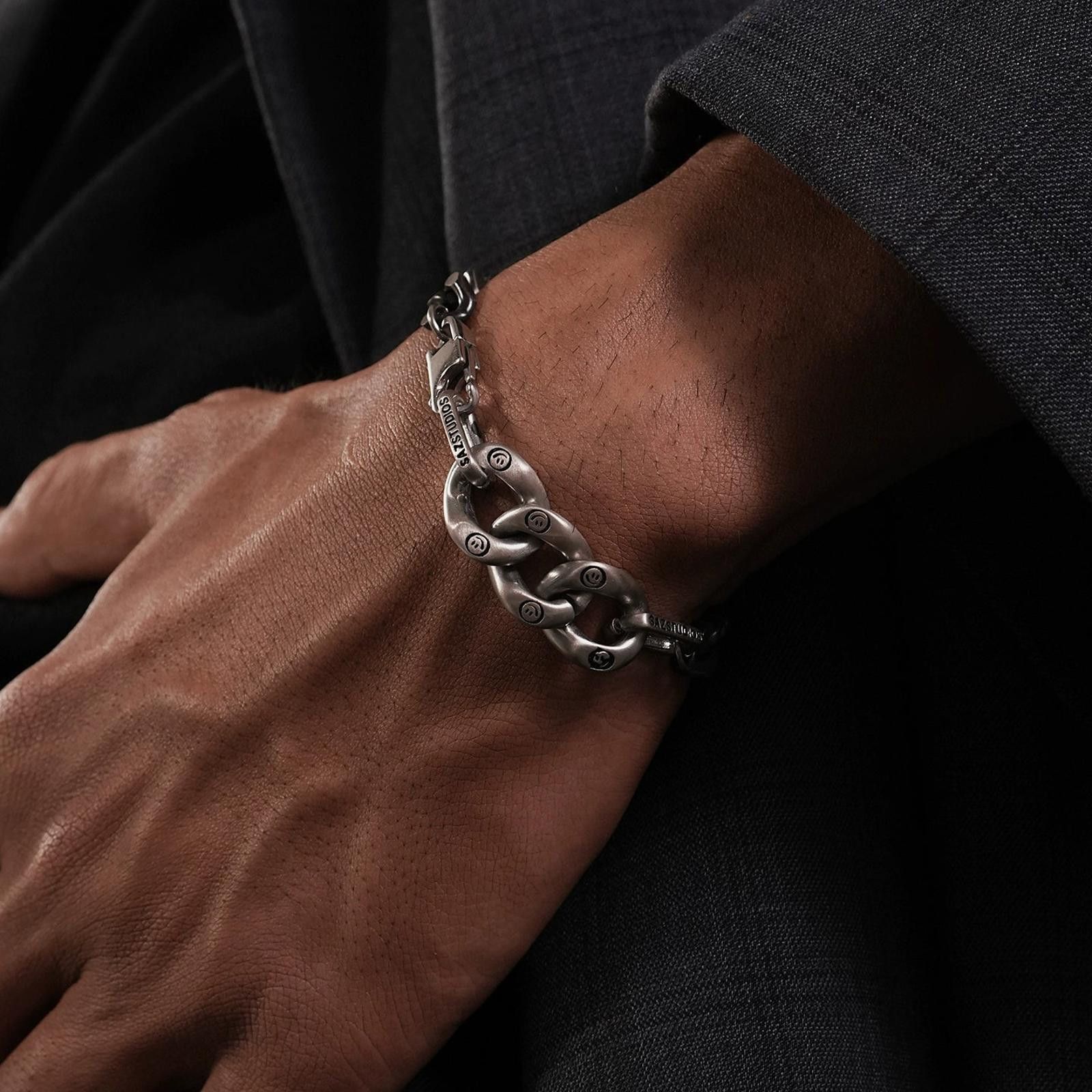 Jewelry Silver Chunky Link Chain Bracelet, Men's Bracelet Size ONE SIZE - 1 Thumbnail