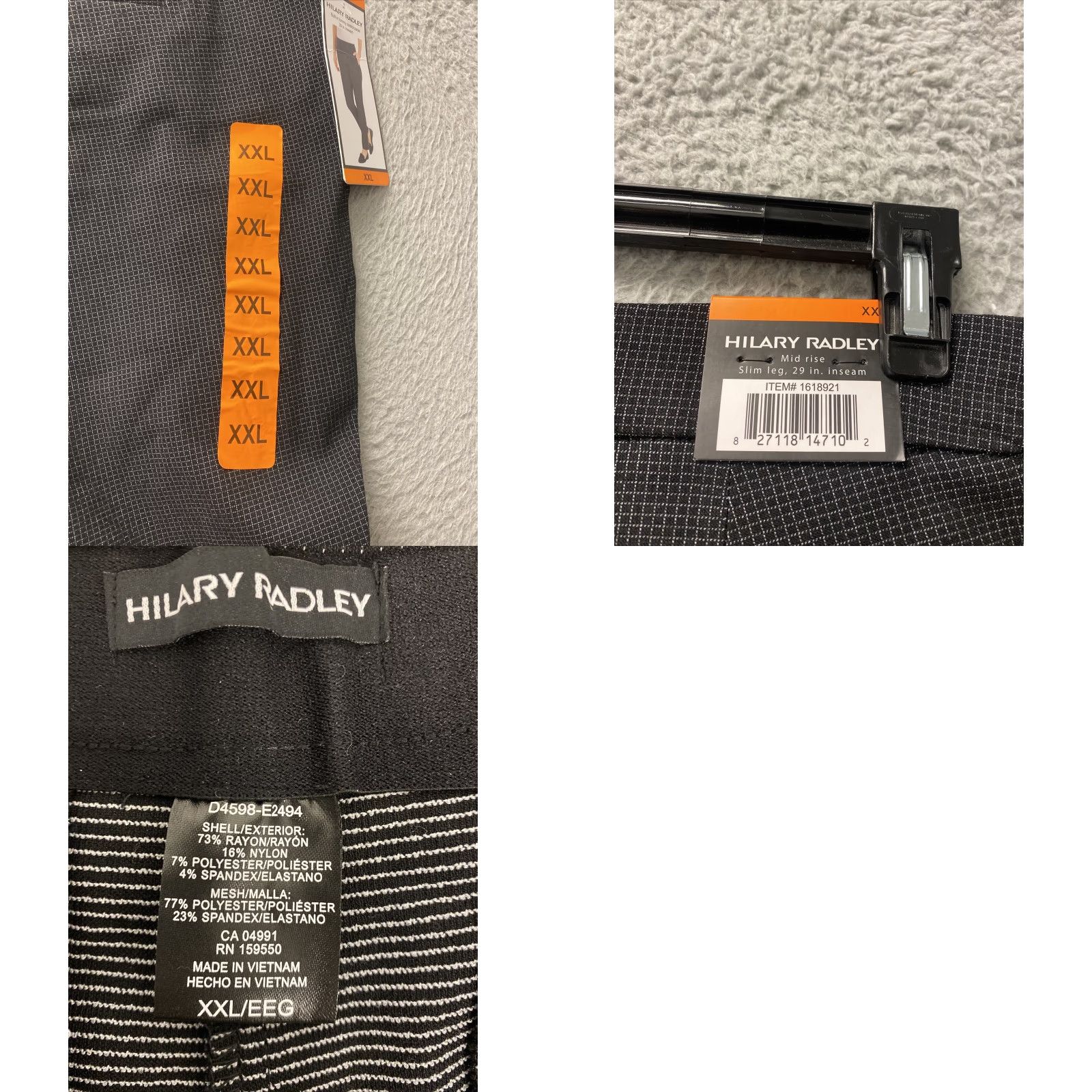 Vintage Hilary Radley Ladies' Pull-On Pant with Pockets XXL Black/off-White Dress Pants Slim Leg Women Size 40" / US 18 - 8 Thumbnail