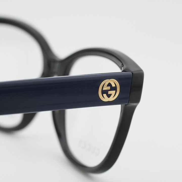 Gucci Gucci GG1340O 010 Eyeglasses Shiny Black/Blue 55mm Square Size ONE SIZE - 7 Thumbnail