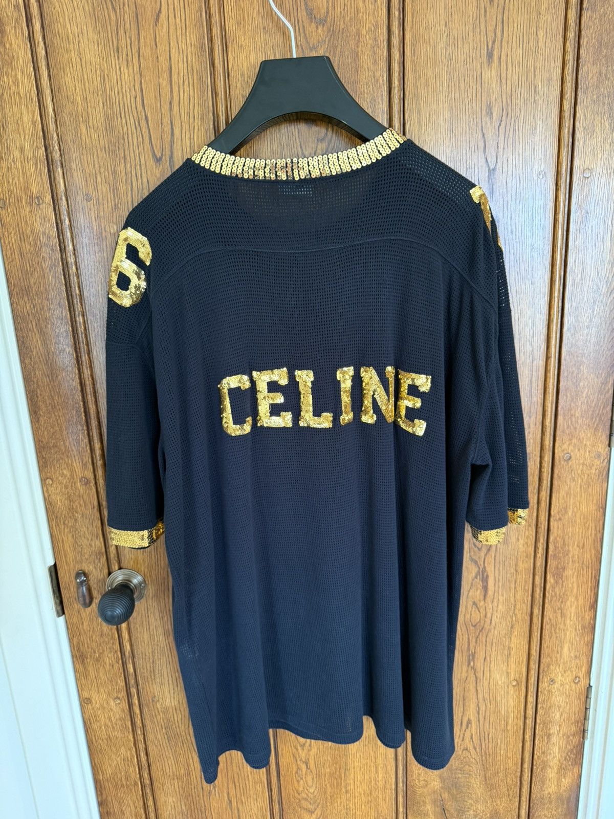 Celine $1.74k SS23 Celine 16 black gold sequin logo jersey t shirt Size US S / EU 44-46 / 1 - 2 Thumbnail