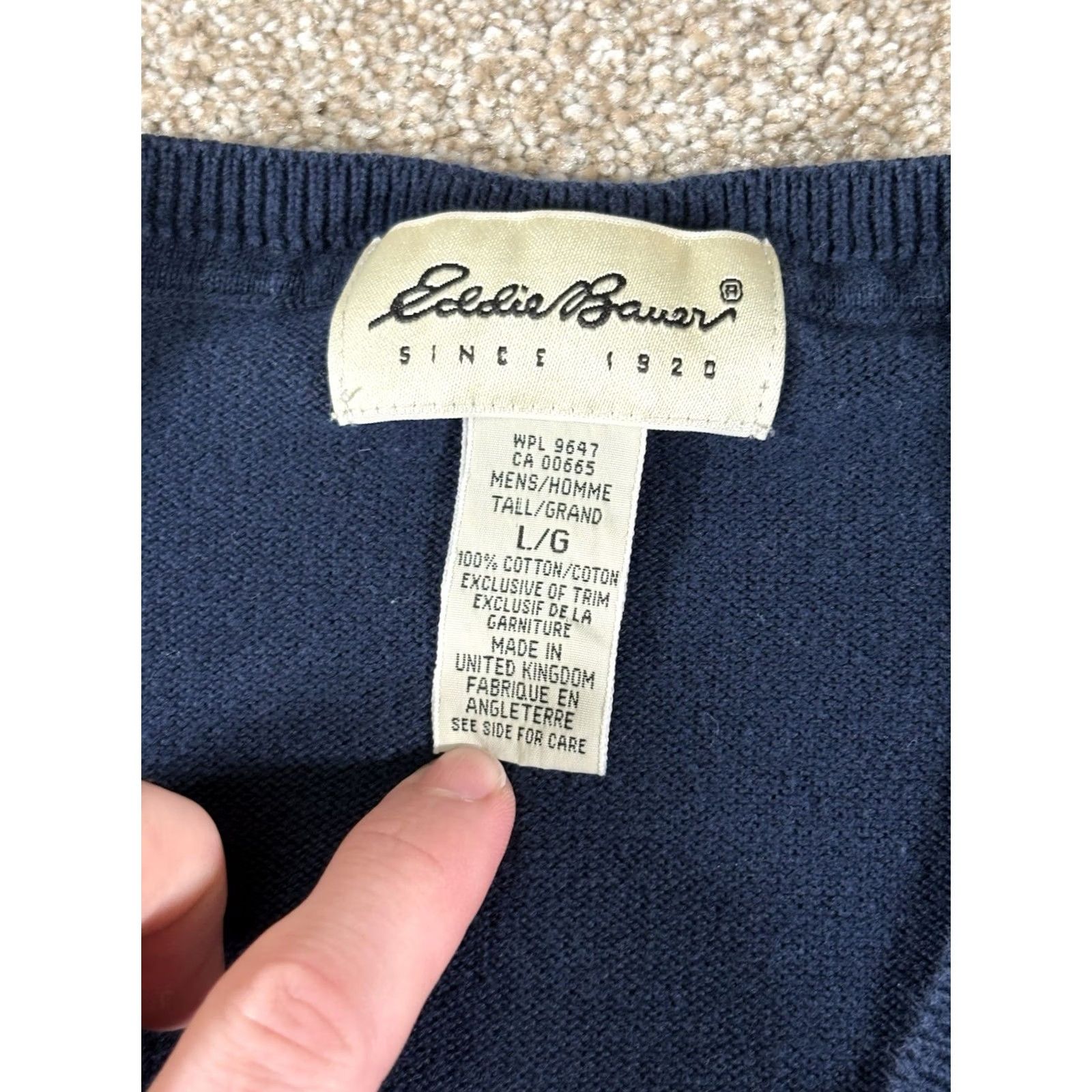 Eddie Bauer VINTAGE Eddie Bauer Knit Sweater Vest Mens Size Large Tall Navy Blue Cotton Vest Knit Navy Blue Size US L / EU 52-54 / 3 - 2 Thumbnail
