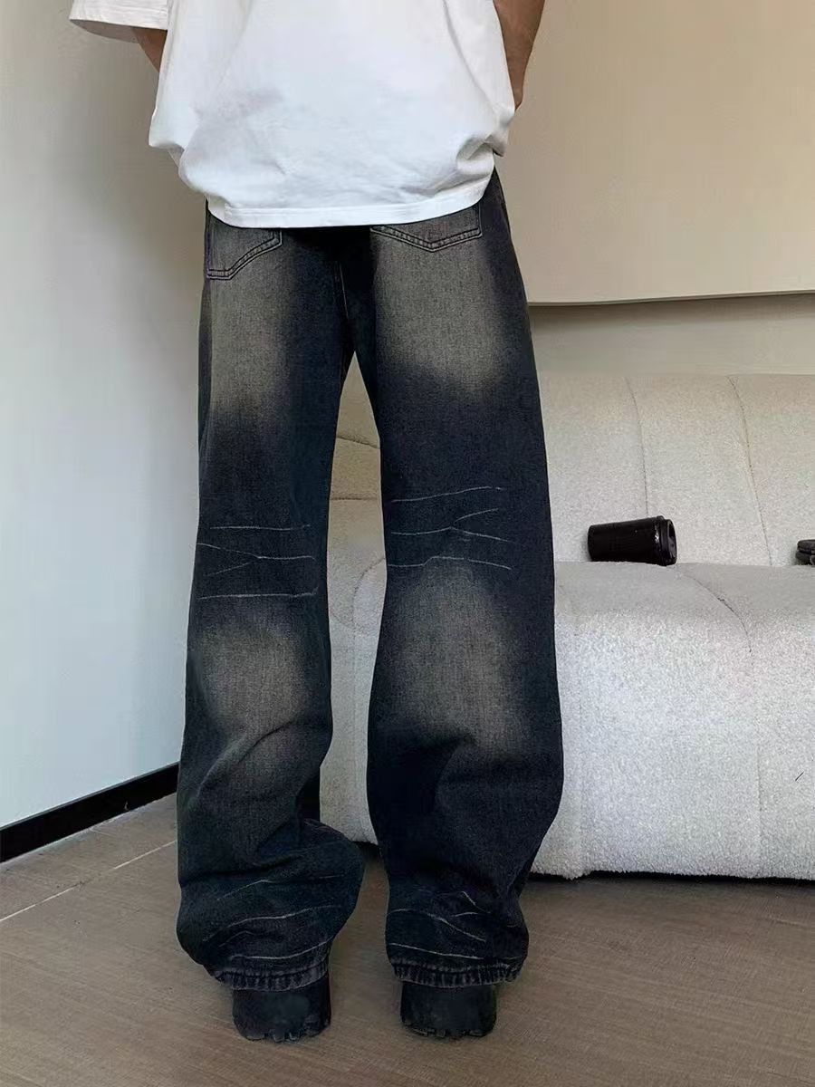 Japanese Brand × Jean Grey washed distressed oversized straight jeans Size US 32 / EU 48 - 4 Thumbnail