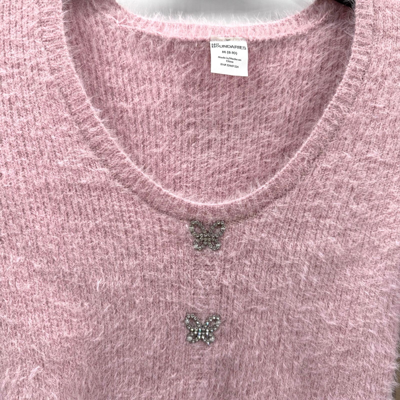 Other NWT No Boundaries Rhinestone Butterfly Cardigan Sweater Size M / US 6-8 / IT 42-44 - 4 Thumbnail