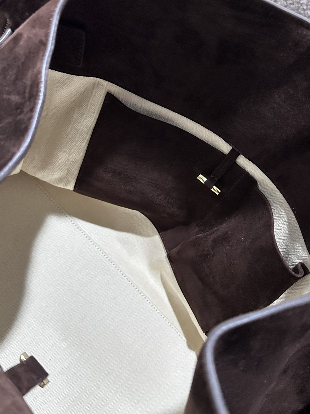 The Row The Row Soft Margaux 17 Brown Suede Leather Top Handle Bag Size ONE SIZE - 9 Thumbnail