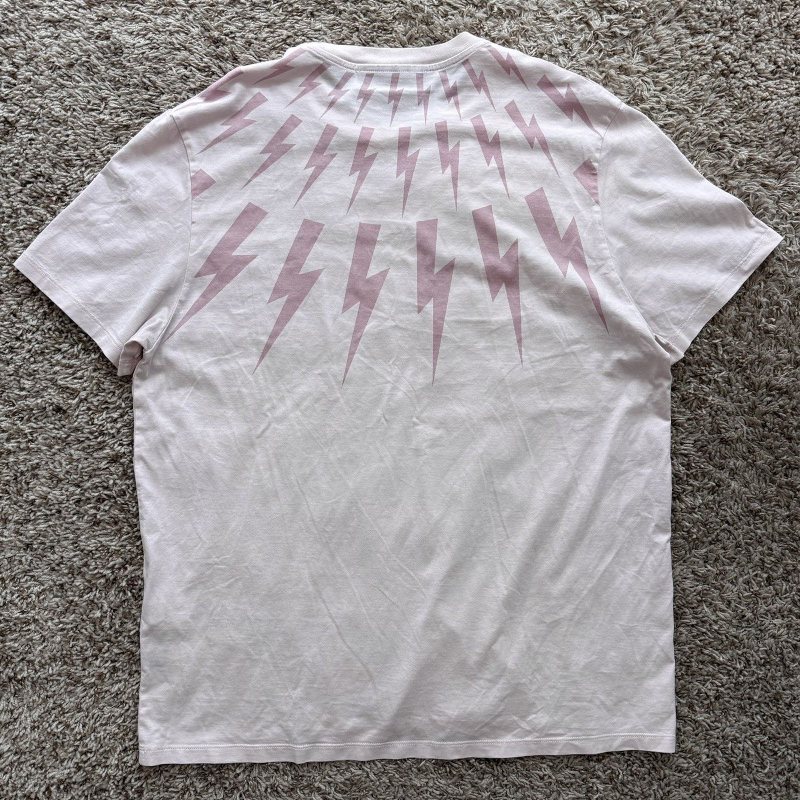 Neil Barrett Neil Barrett SS21 Pink Lightning Bolts Slim Fit T-Shirt Pink Size US XL / EU 56 / 4 - 4 Thumbnail