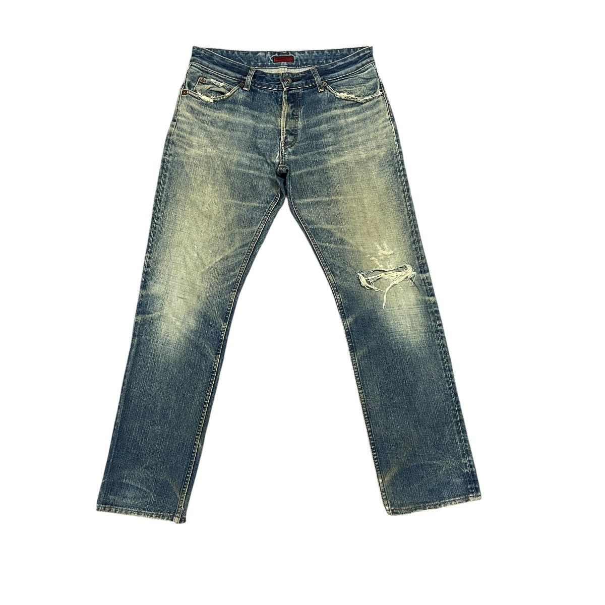 Vtg Distressed Faded Straight Selvedge Jeans Made in Japan